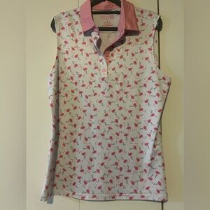 Pink Flamingo Sleeveless golf Polo Shirt